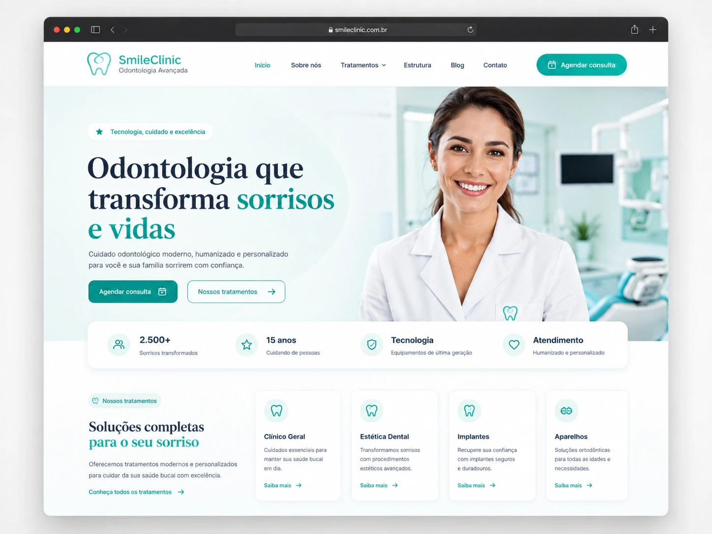 Conceito de site para clínica odontológica